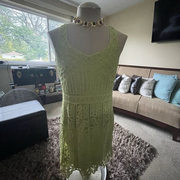 Vintage Kroshetta by Papillion Green Lined Fit & Flare Dress Size Large Witchy - Picture 2 of 14